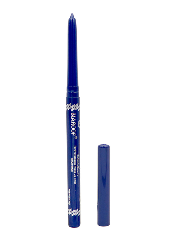 Maroof 24 Hours Long Lasting Water Proof Automatic Real Jet Black Retractable Kajal Eye Pencil, 0.35gm, Royal Blue, Blue