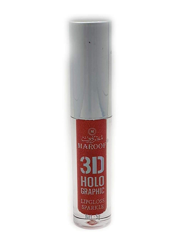 Maroof 3D Holographic Sparkle Lip Gloss, 5g, 14 Red, Red