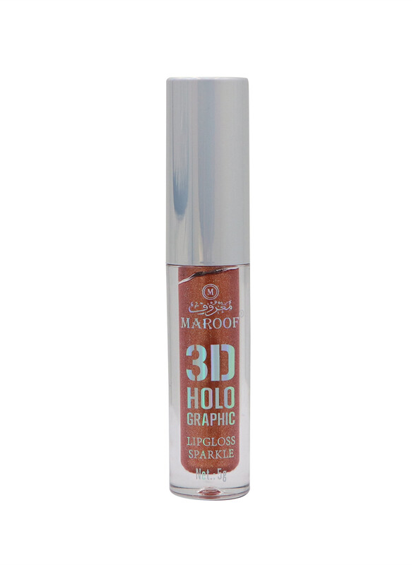 MAROOF 3D Holographic Sparkle Lipgloss 5g, 20 Brown