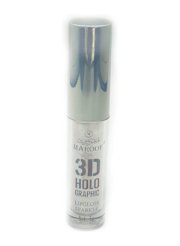 Maroof 3D Holographic Sparkle Lip Gloss, 5g, 18 White, White