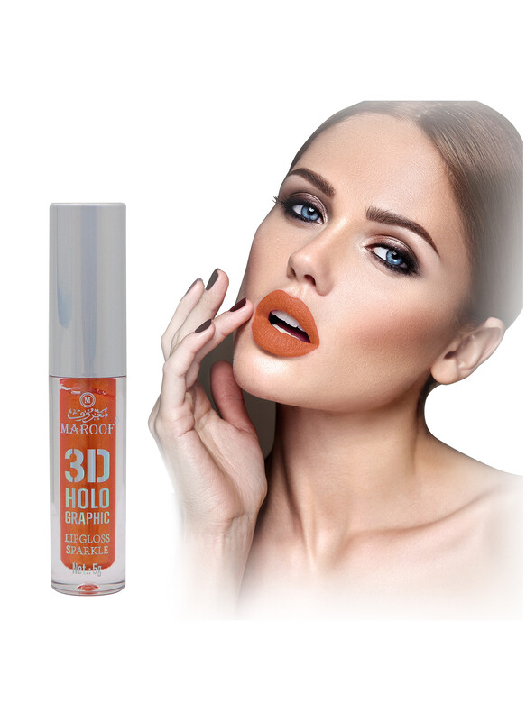 MAROOF 3D Holographic Sparkle Lipgloss 5g, 11 Orange