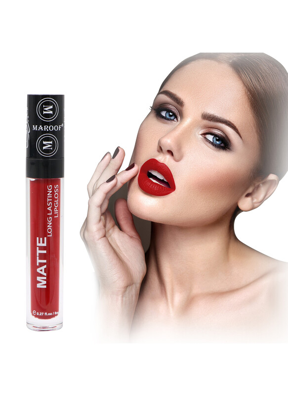 MAROOF Matte Long Lasting Lipgloss 8ml, 04 Cherry Red