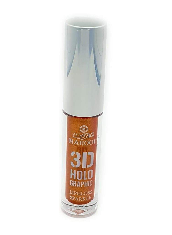 Maroof 3D Holographic Sparkle Lip Gloss, 5g, 05 Dark Orange, Orange