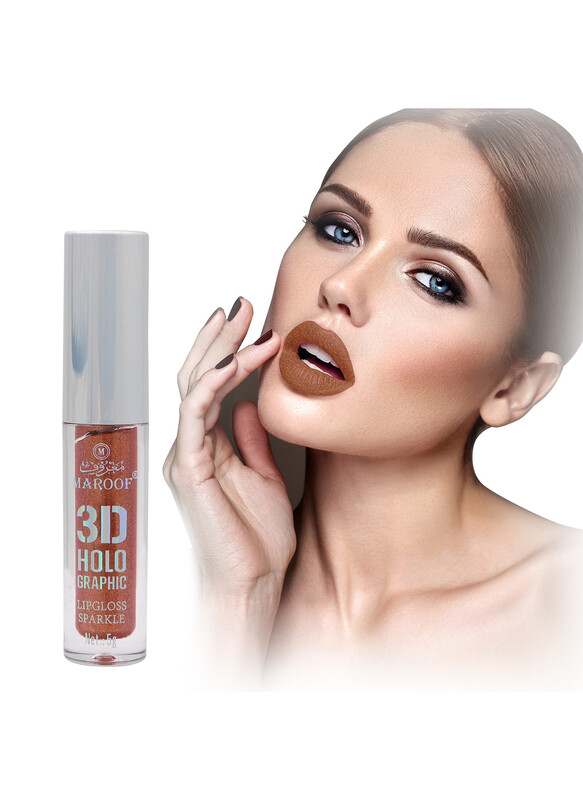 MAROOF 3D Holographic Sparkle Lipgloss 5g, 20 Brown