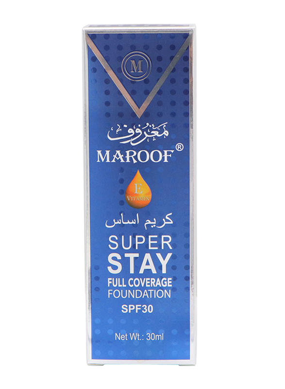 Maroof 24 Hours Full Coverage Liquid Foundation SPF30, 30ml, 03 Soft Beige