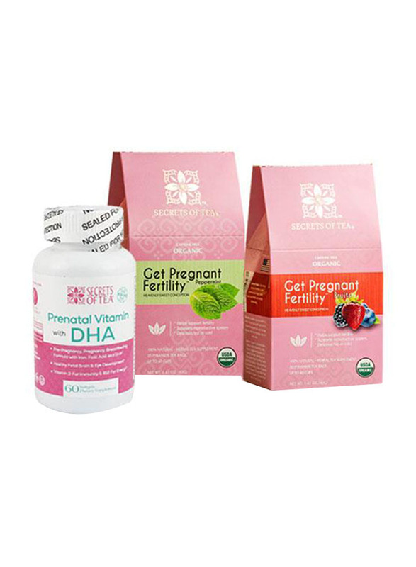 Secrets of Tea Peppermint Prenatal Daily Vitamins Fruit Fertility Tea, 3 Pack