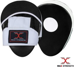 MaxStrength 12oz Boxing Gloves & Focus Pad, Black/White