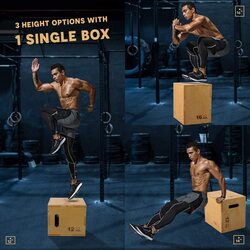 MaxStrength Wooden Ply Easy-to-Assemble Plyometric Jump Box for Jumping Training, 20x18x16inch, Yellow