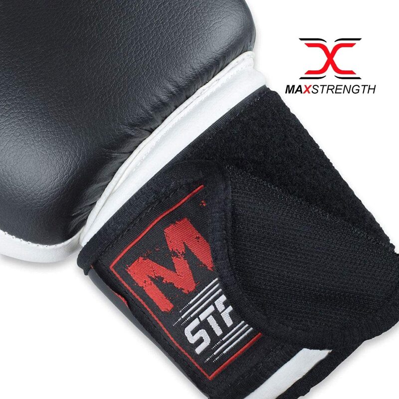 MaxStrength 6oz MMA Mitts Boxing Gloves, Black/White