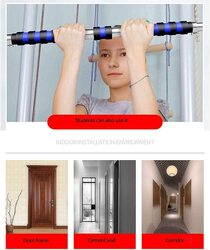 X MaxStrength Adjustable Home Fitness Horizontal Bar for Doorway Equipment, 90-115 cm, Blue