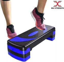 X MaxStrength Multi Level Aerobic Step Exercise Training Workout Stepper 2 to 5 Adjustable Step, Blue