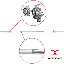 X MaxStrength Chrome Steel Weight Lifting Bar, 7KG, Silver