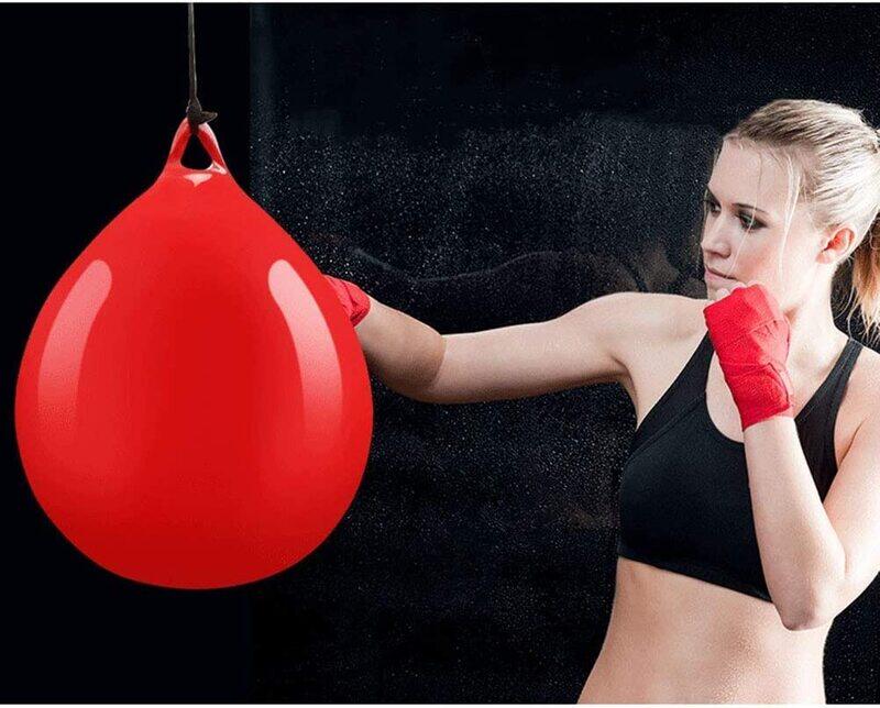 MaxStrength 22cm x 35 Filling Elastic Water Punching Bag Gym Fighting Drill Slip Ball Fitness, Red