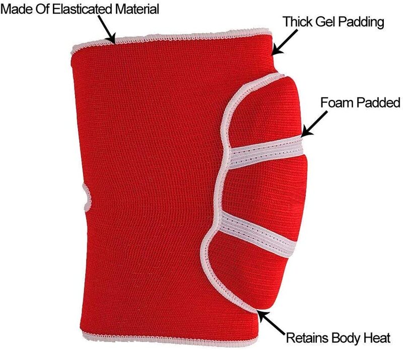 X MaxStrength Gel Filled Knee Pads Cap & Elasticated Material Knee Support, Junior, Red