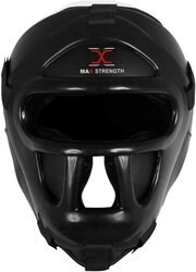 MaxStrength Senior Head Guard with Removable Face Grill Forehead & Ear Protection for Boxing MMA Training, Black