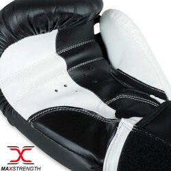MaxStrength 8oz Boxing Punching Gloves with Thai Training Pad Sets, Black/White