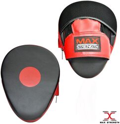 MaxStrength Standard Boxing Curved Hand Focus Pads Set, Red/Black