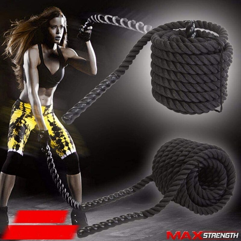 X MaxStrength MaxStrength Professional Battle Rope Strength Training Training Undulation Fitness Exercise, 12 Meter, Black