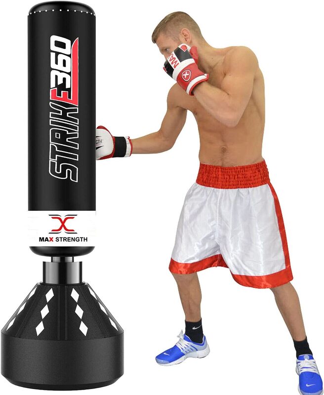 MaxStrength Free Standing Boxing Punch Bag, Black/White