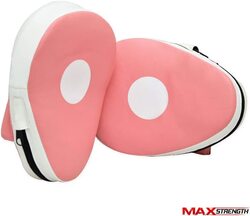 MaxStrength Standard Curved Focus Pad Punch Gloves, White/Pink