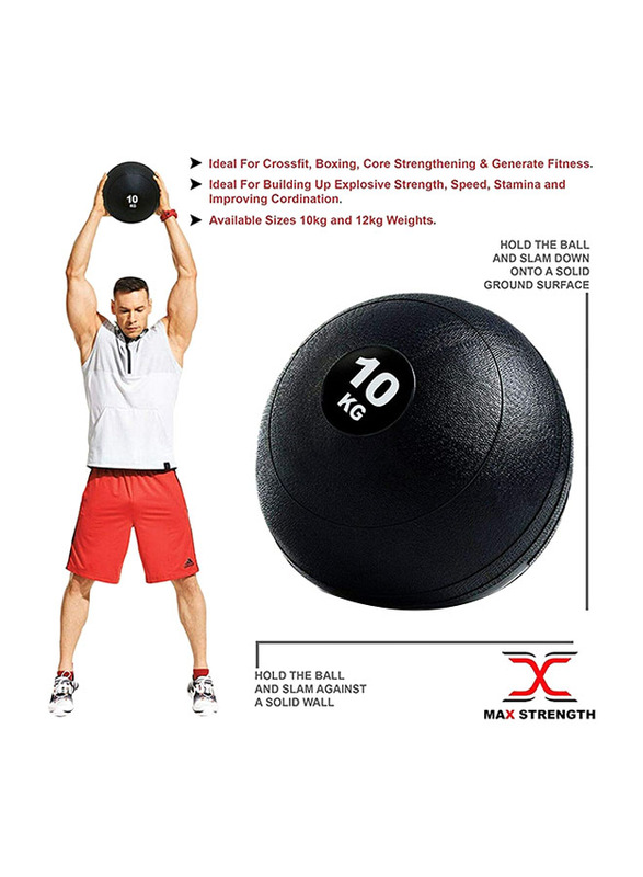 Max Strength Medicine Slam Rubber Ball, 8KG, Black