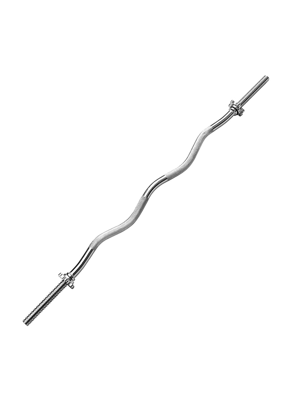 Maxstrength Solid Weight Lifting Weight Barbell Bar, 47 Inch, Silver