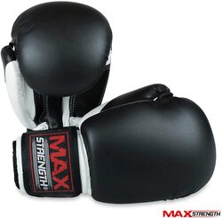 MaxStrength 6oz Boxing Gloves Sparring Punching Focus Pad Sets, Black/White