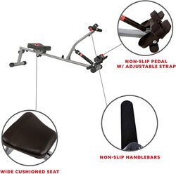 MaxStrength Rowing Machine with LCD Monitor & Adjustable Resistance, Silver