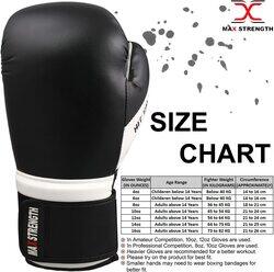 MaxStrength 14oz Boxing Punching Gloves with Thai Training Pad Sets, Black/White