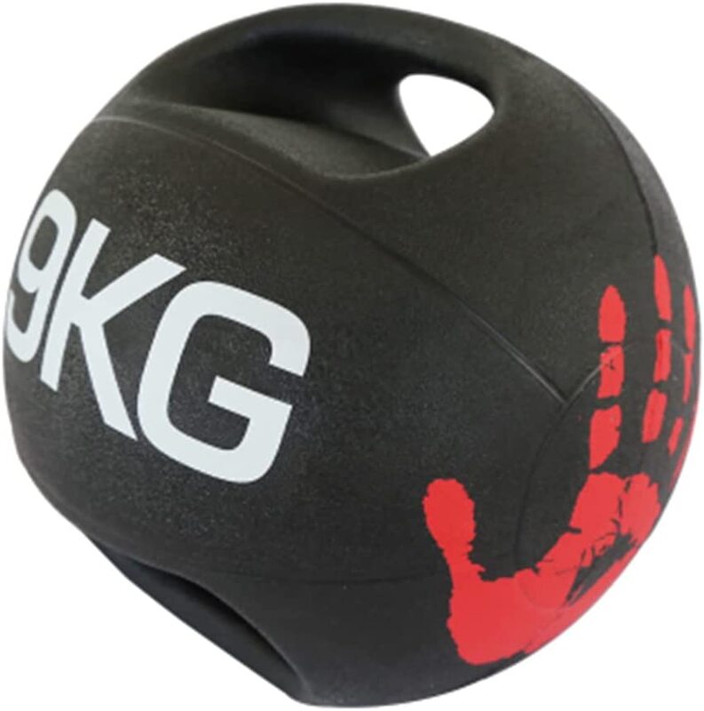 X MaxStrength Double Handle Rubber Medicine Ball Medicine Strength Exercise Ball, 9KG, Black