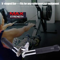 X MaxStrength Barbel Machine Cable Attachment Pro Grip Revolving Non Slip Handle Bar Pro Grip Revolving Pull Down Lat Bar, Silver