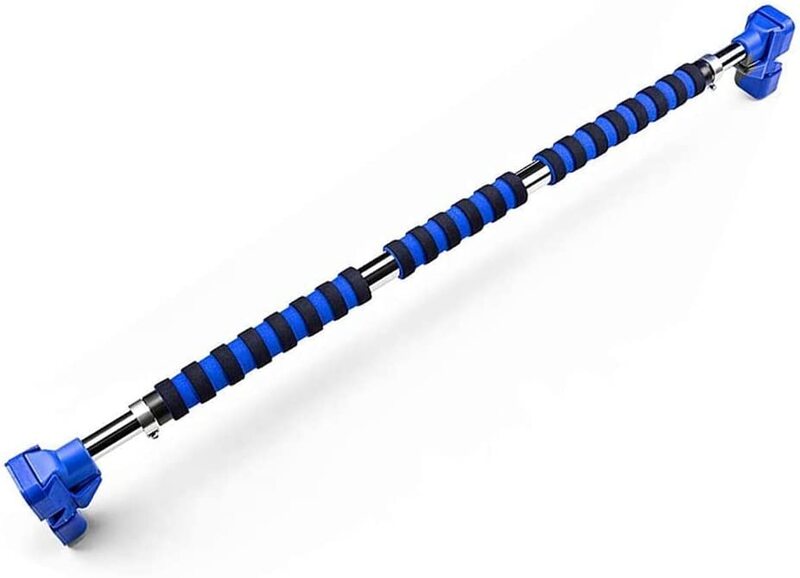 X MaxStrength Adjustable Home Fitness Horizontal Bar for Doorway Equipment, 130-152 cm, Blue