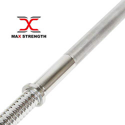 Maxstrength Fitness Solid Weight Lifting Chrome Barbell Bar with Collars, 72-inch, Silver