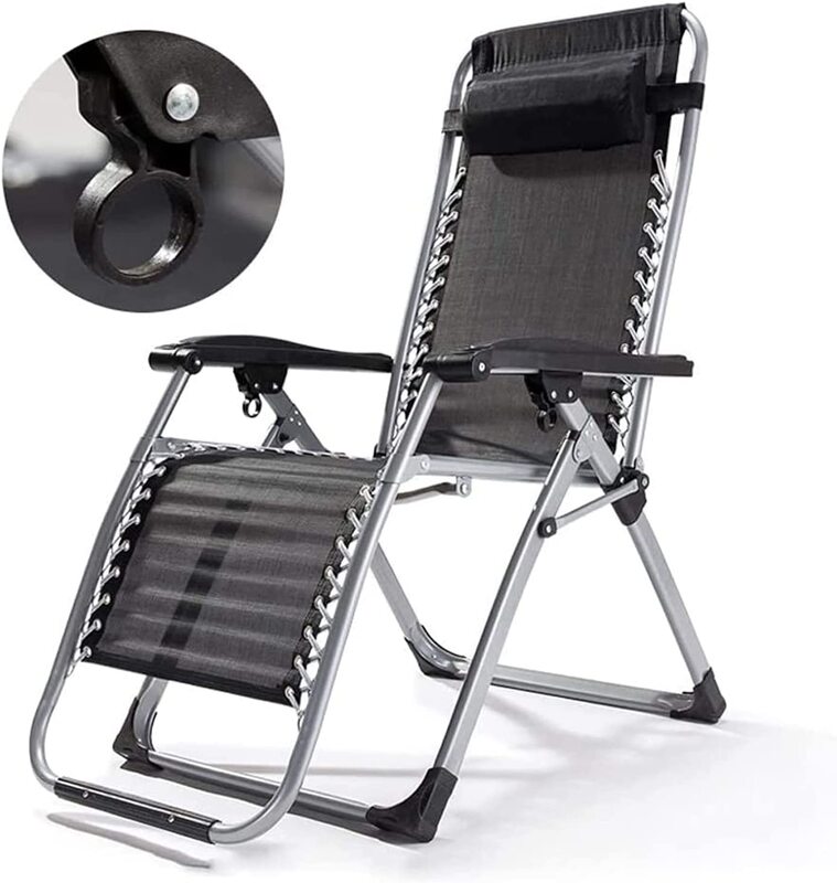 X MaxStrength Recliner Adjustable Folding Relaxer Chair, Black/Silver