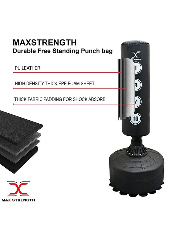 Max Strength Free Standing Punch Bag, 6ft, Black