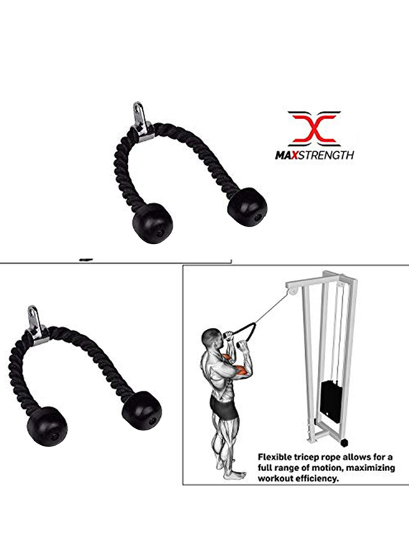 Maxstrength Pro Grip Revolving Non-Slip Handle Bar Barbell Machine Cable Attachment for Biceps & Triceps, Black