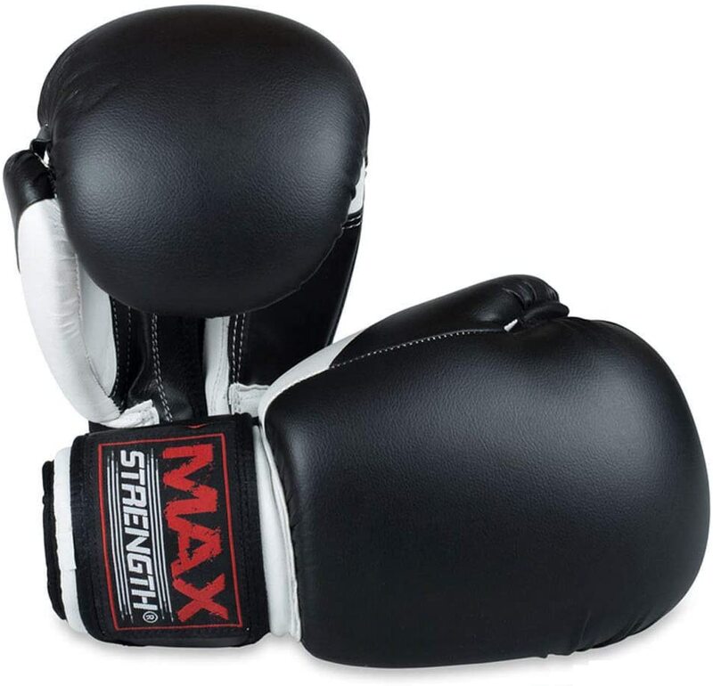 MaxStrength 14oz Punching Training Boxing Gloves Set, White/Black