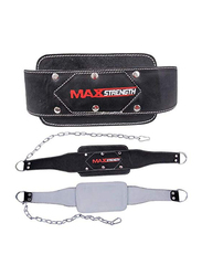 Maxstrength Leather Dipping Belt With Padded Back Support & Free Chain, Black