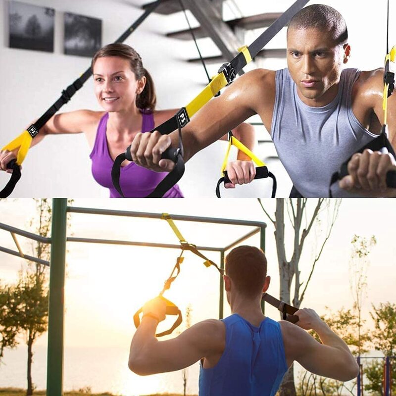 X MaxStrength B3 -Pro Suspension Training Home Gym Hanging Resistance Bands, Yellow/Black