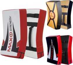 MaxStrength Curve Boxing MMA Muay Thai Martial Arts Hook & Jab Punch kick Pads, White/Red