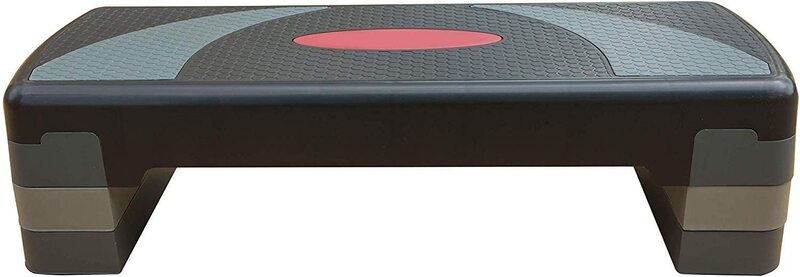 MaxStrength Multi Level Aerobic Step Exercise Training Workout Stepper with 2 Adjustable Step Levels Included, 2 Level, Grey/Black