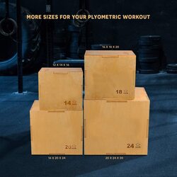 MaxStrength Wooden Ply Easy-to-Assemble Plyometric Jump Box for Jumping Training, 16x14x12inch, Yellow