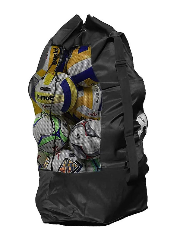 X Maxstrength Large Waterproof Mesh Equipment Heavy Duty Net Ball Shoulder Bag with Drawstring for 10-15 Balls, Black