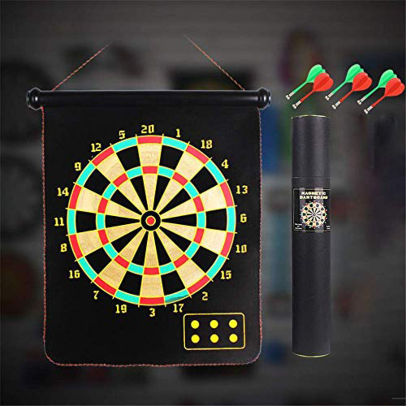 Maxstrength Magnetic Dartboard Set with 6 Reversible Darts, 7 Pieces, Multicolour