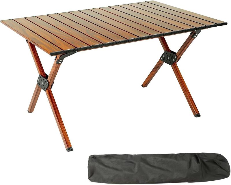 X MaxStrength Camping Table Foldable for Indoor Outdoor Picnic Table, 90 cm, Brown