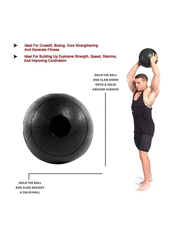 Maxstrength Medicine Slam Rubber Balls for Core Training & Cardio Workouts, 7KG, Black