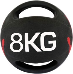 X MaxStrength Double Handle Rubber Medicine Ball Medicine Strength Exercise Ball, 8KG, Black
