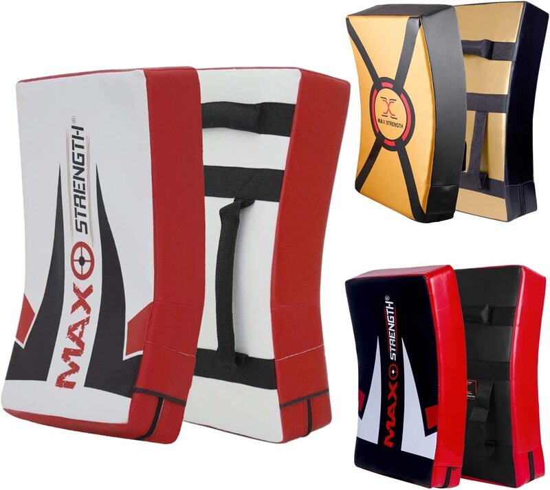 MaxStrength Strike Shield Kick Boxing Arm Pad Elbow Knee Strike Pads, Red/White