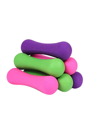 Maxstrength Neoprene Soft Grip Bone Shape Dumbbell Set for Pilates Yoga & Gym Classes, 2 x 1KG, Assorted Colour