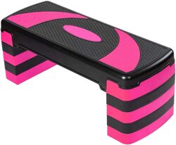 MaxStrength Multi Level Aerobic Step Exercise Training Workout Stepper with 5 Adjustable Step Levels Included, 2 Level, Red/Black